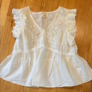 NWOT Boho Top Love Notes Cream Blouse L